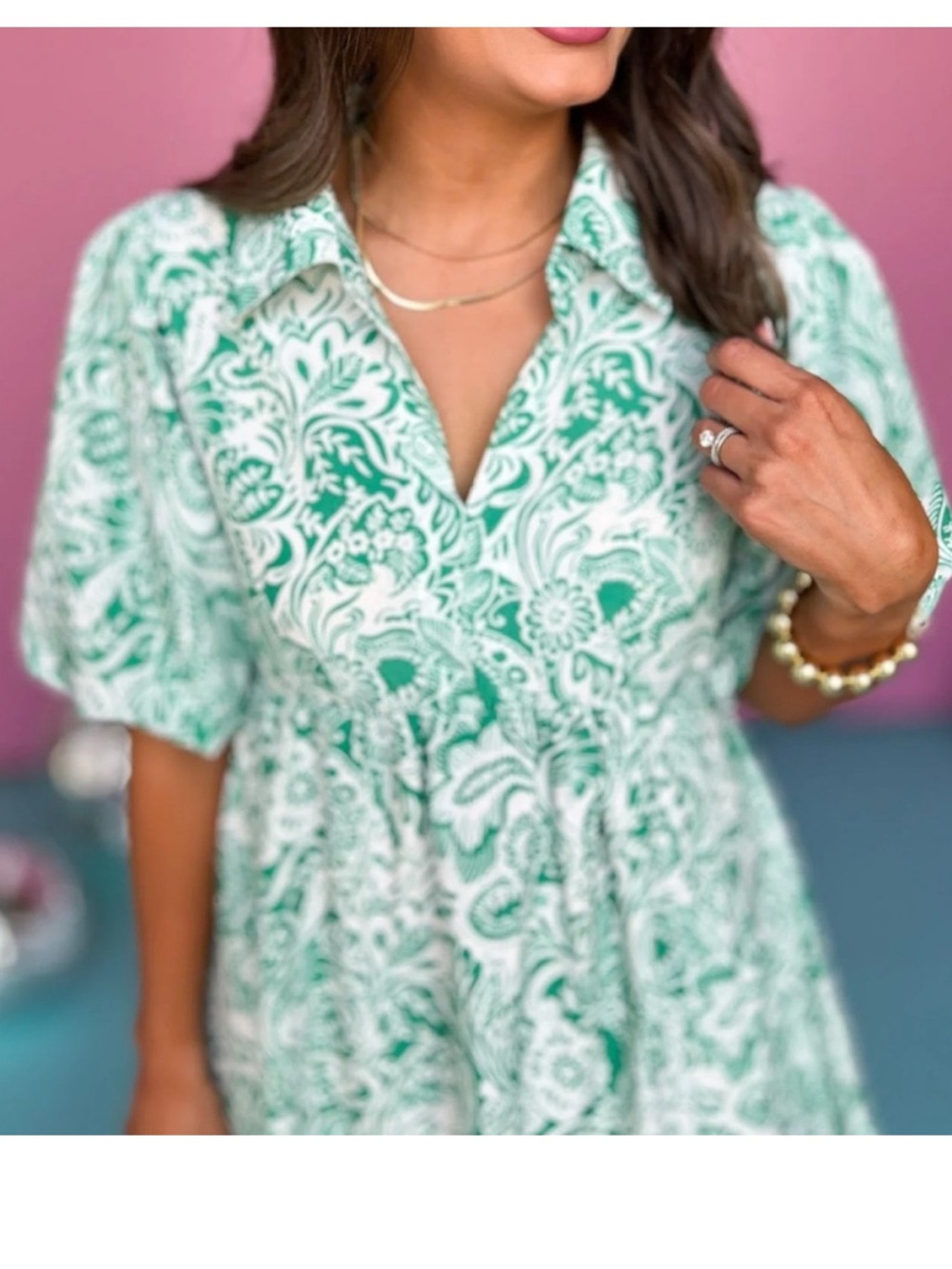 NWT UMGEE WHITE & GREEN PAISLEY DRESS PERFECT FOR SPRING AND SUMMER - Picture 3 of 4
